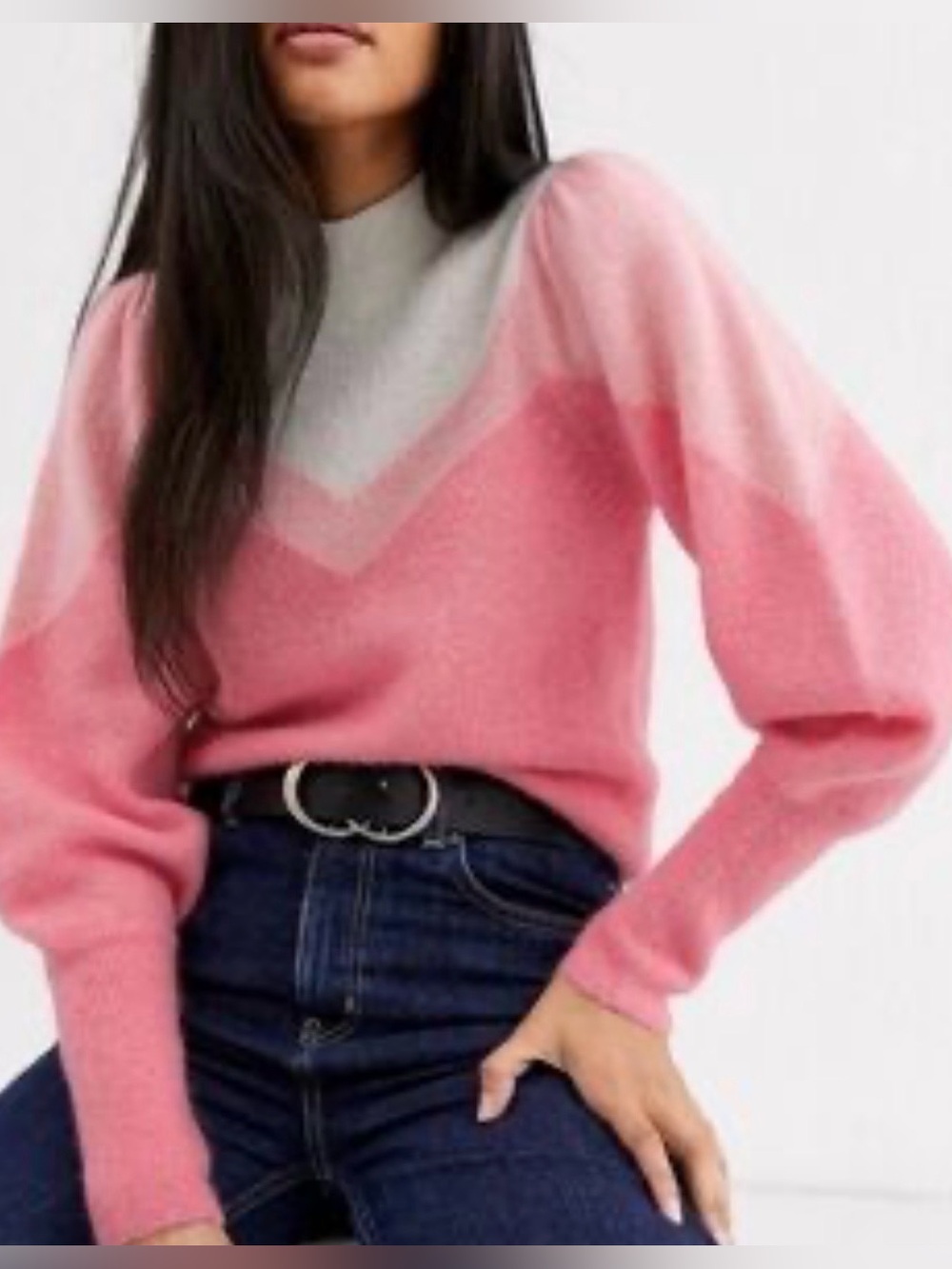 & Other Stories Pink Colorblock Alpaca Blend Sweater Pink/Cream